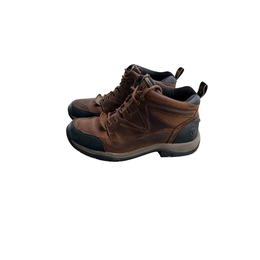 Ariat ATS Mens Brown Leather Lace Up Work Boots Mid Top Hiking Shoes Size 9.5D